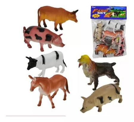 Imagem de Kit 6 Animais Selvagens Fazenda Borracha Brinquedos Grande