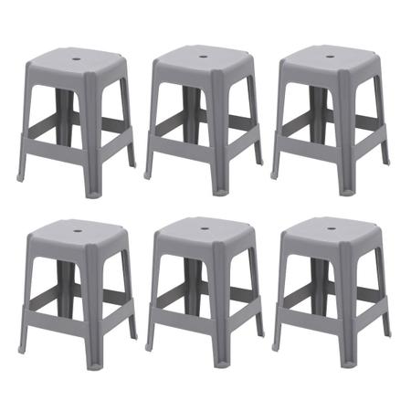 Kit 6 Banqueta Banquinho Plástico Cinza Icarai - Tramontina Imagem de Kit 6 Banqueta Banquinho Plástico Cinza Icarai - Tramontina