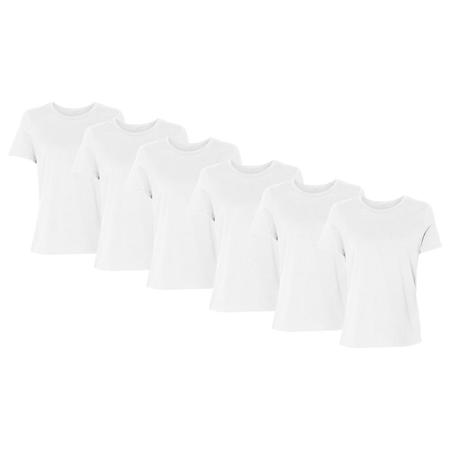 Imagem de Kit 6 Blusas Feminina Tshirt Camiseta DF Manga Curta Algodão Básica Lisa Premium