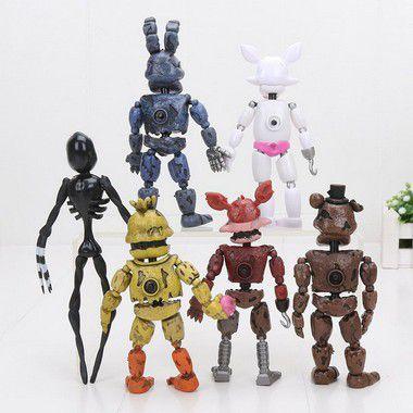 Kit 5 bonecos five nights at freddys fnaf articulados com luz led