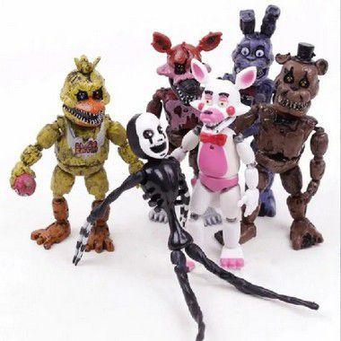 Kit 5 bonecos five nights at freddys fnaf articulados com luz led