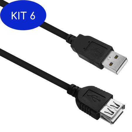 Imagem de Kit 6 Cabo Usb Macho X Usb Femea 3 Metros 2.0 Com Filtro