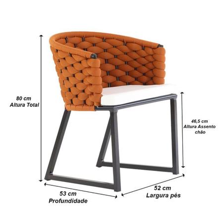Imagem de Kit 6 Cadeira Bali Alumínio em Tricô Náutico e Mesa Trama Original