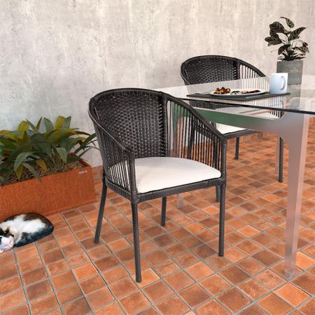 Jogo Cadeira de Jantar Em Alumínio e Fibra Estofado Impermeavel Turquia 6  unidades Tabaco - Zanutto - Mesa de Cozinha - Magazine Luiza