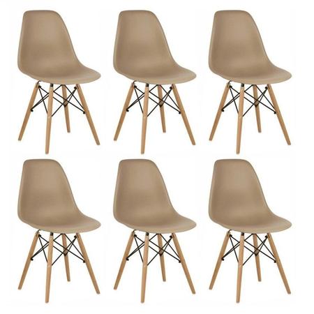 Imagem de Kit 6 Cadeiras Charles Eames Eiffel Wood Design - Bege