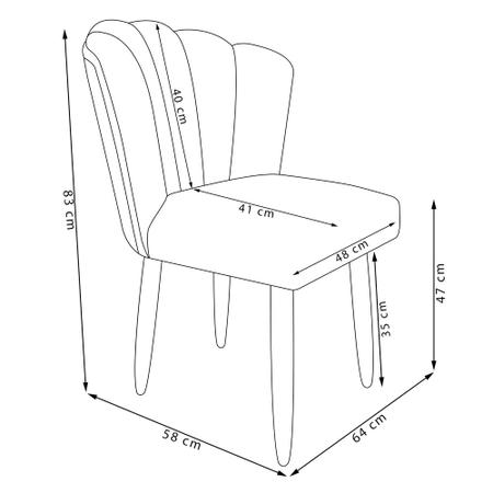 Imagem de Kit 6 Cadeiras Estofada para Sala de Jantar Pétala Veludo Bege - Montanaris Decor