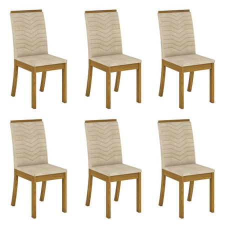 Imagem de Kit 6 Cadeiras Estofadas para Sala de Jantar Isa Nature/Linho - Henn