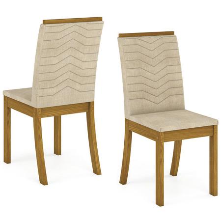 Imagem de Kit 6 Cadeiras Estofadas para Sala de Jantar Isa Nature/Linho - Henn