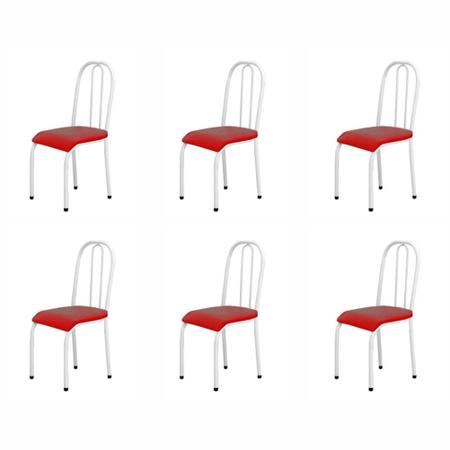 Imagem de Kit 6 Cadeiras Para Mesa De Jantar 104 Branco/Vermelho
