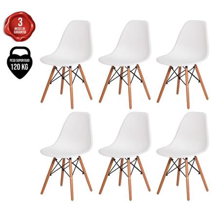Imagem de Kit 6 Cadeiras Para Mesa Sala De Jantar Cozinha Charles Eames Eiffel Base Madeira