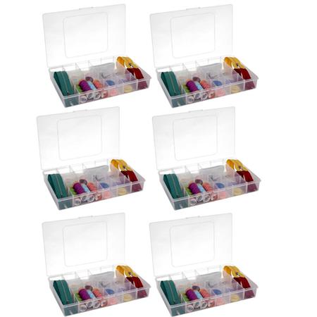Imagem de Kit 6 Caixas Organizadora Multiuso 12 Div Transparente P