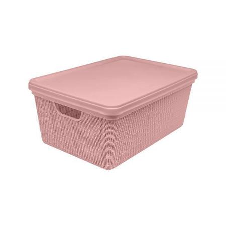 Imagem de Kit 6 Caixas Organizadora Multiuso Decorativa 1,8L Juta Rosa