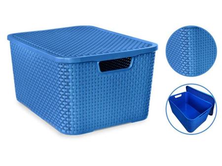 Imagem de Kit 6 Caixas Organizadora Rattan 7L C/Tampa Azul-Arqplast