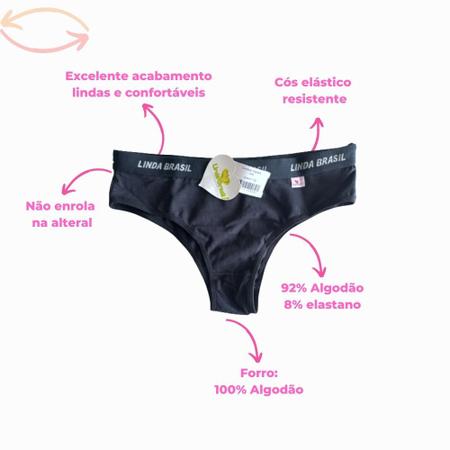 Kit 6 Calcinha em Cotton Conforto Elástico Personalizada Linda