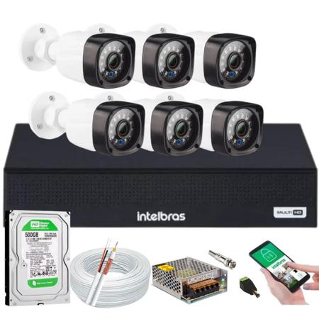 Imagem de Kit 6 Câmeras de Segurança hd Dvr 8Ch Intelbras c/hd 500gb