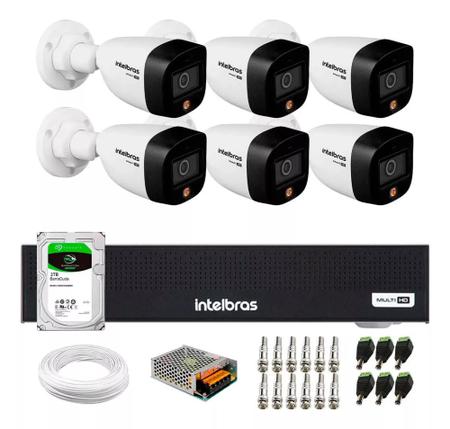 Imagem de Kit 6 Câmeras Intelbras Fullcolor 1220 Dvr Intelbras Mhdx 3008-C + hd 2TB