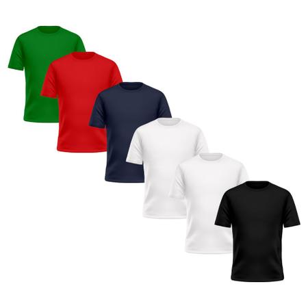 Imagem de Kit 6 Camisetas Masculina DF Fit Manga Curta Poliéster Básica Lisa Treino Academia Passeio