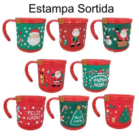 Imagem de Kit 6 Caneca 200ml+6 Papai Noel ou Boneco Neve Enfeite Natal