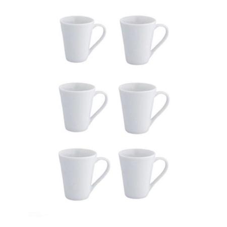 Imagem de Kit 6 Caneca Xicara De Porcelana Branca 250ml Para Café Chá Primeira Linha Luxo