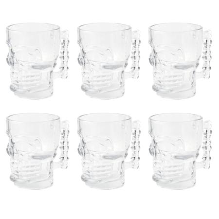 Imagem de Kit 6 Canecas para Chopp Caveira de Vidro com Alça 510ml