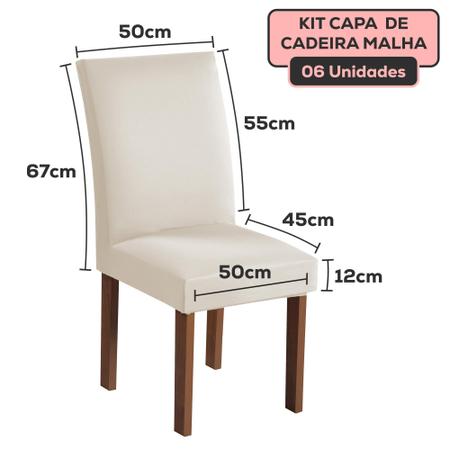 Imagem de Kit 6 Capa para Cadeiras Estofadas Mesa 6 Lugares Tecido Malha Spandex Coladinha Jantar