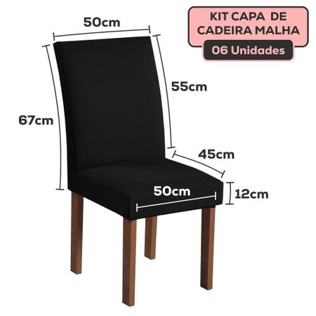Imagem de Kit 6 Capa para Cadeiras Estofadas Mesa 6 Lugares Tecido Malha Spandex Coladinha Jantar