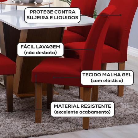 Imagem de Kit 6 Capa para Cadeiras Estofadas Mesa 6 Lugares Tecido Malha Spandex Coladinha Jantar