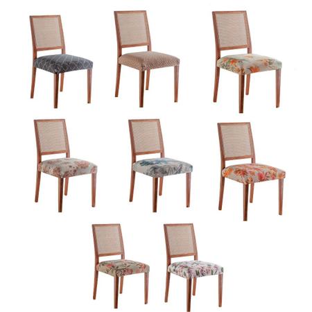 Imagem de Kit 6 Capas Assento Cadeira Jantar Mesa Cozinha Protetora Lisa Elasticada Ajustável Fecho Fivela