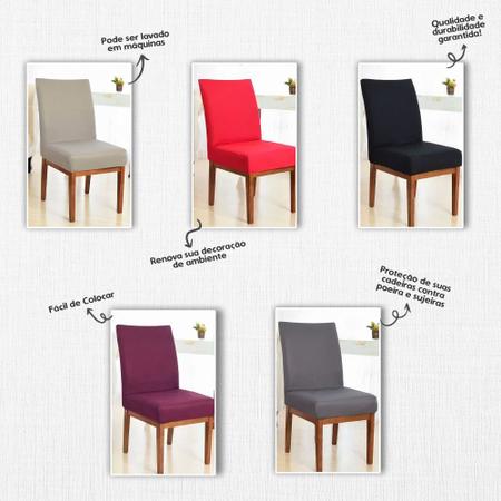 Imagem de Kit 6 Capas para Cadeira de Jantar Malha Gel com Elástico Lisa Varias Cores Superoferta