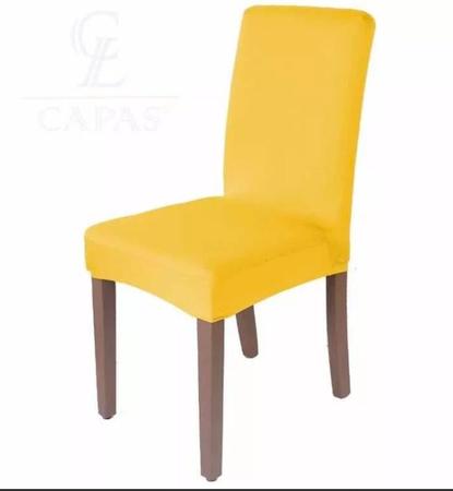 Kit 6 Capas Para Cadeira Jantar Malha C/ Elástico Amarela - Essência enxovais Imagem de Kit 6 Capas Para Cadeira Jantar Malha C/ Elástico Amarela