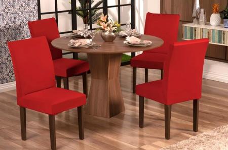 Imagem de Kit 6 Capas Para Cadeira Jantar Malha Com Elástico Oferta Cor Vermelho