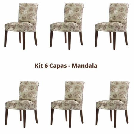 Kit 6 Capas para Cadeira Malha - Mandala - ADOMES Imagem de Kit 6 Capas para Cadeira Malha - Mandala
