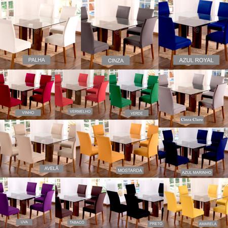 Imagem de Kit 6 Capas para cadeira mesa de jantar Marrom malha Lisa