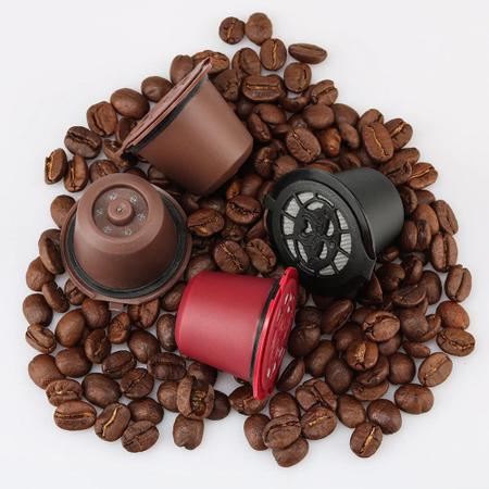 Imagem de Kit 6 Cápsulas Nespresso Reutilizável Recarregável Marrom + acessórios