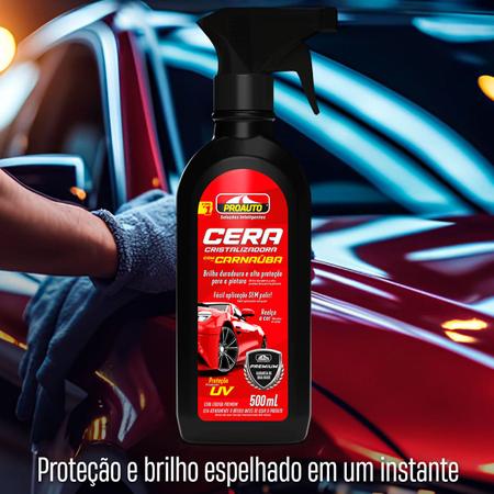 Imagem de Kit 6 Ceras Cristalizadora Liquida com Carnaúba Proteção Uv Automotivo Proauto 500ml