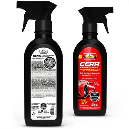 Imagem de Kit 6 Ceras Cristalizadora Liquida com Carnaúba Proteção Uv Automotivo Proauto 500ml