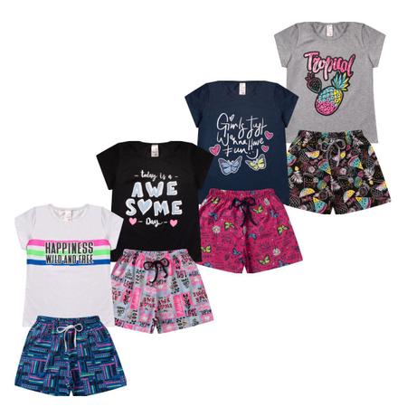 Kit 3 Conjuntos Roupa de Menina Verão 10/12/14/16 Anos em Promoção