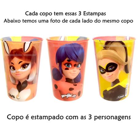 Copo Miraculous Ladybug Infantil com Canudo e Tampa 500ML Plasútil