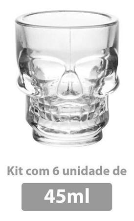 Imagem de Kit 6 Copos Shot Caveira 45ml Vidro Dose Viking Tequila