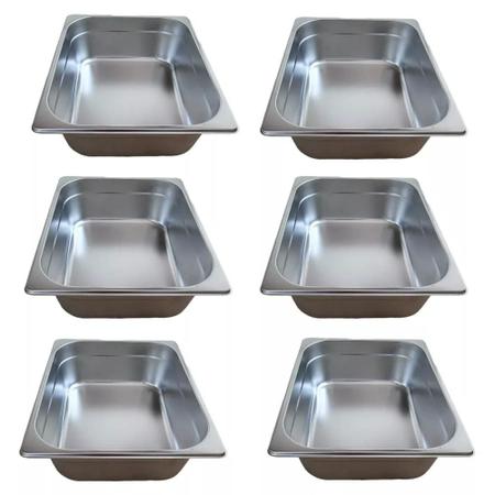 Imagem de Kit 6 Cubas Gastronômicas Inox para Buffet GN 1/2X100MM Sebem