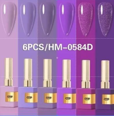 Imagem de KIT 6 Esmalte Gel Led Uv Zem Nail Gel Soak Off Color Coat 15 ml Uv/Led Novas Cores