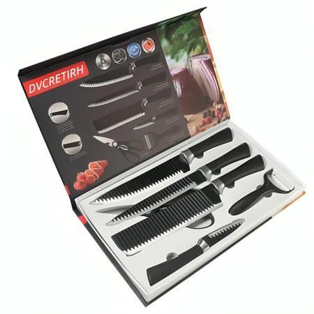 Imagem de Kit 6 Facas De Cozinha Conjunto Jogo De Facas Aço Inoxidável Antianderente Chef Cozinha Churrasco