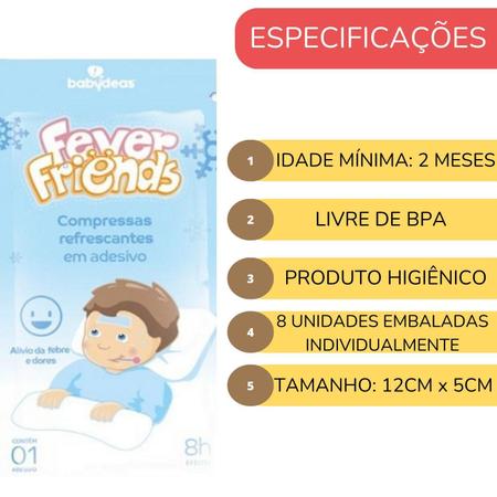 Imagem de Kit 6 Fever Friends Adesivos Refrescantes Alivio Febre Bebê