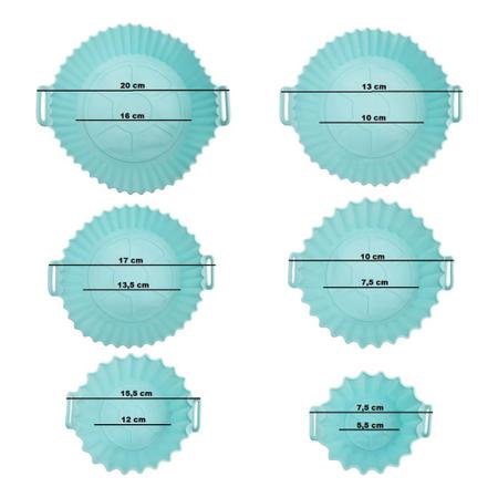 Imagem de Kit 6 Formas Airfryer Tamanhos Variados Silicone Antiaderente Microondas Lavável