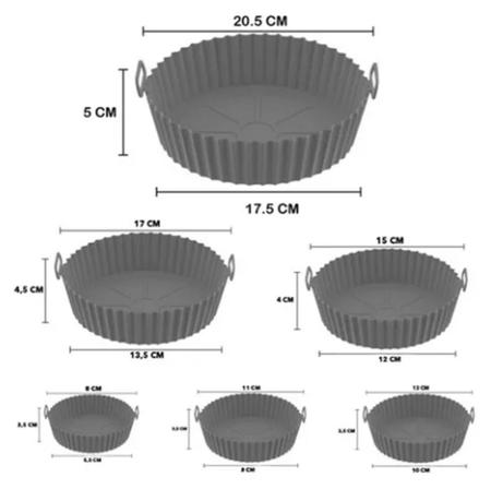 Imagem de Kit 6 Formas Antiaderente Air Fryer Silicone  Mircoondas Panela Forno Antiaderente