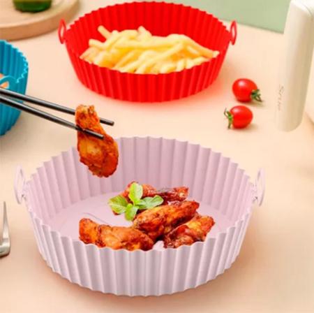 Imagem de Kit 6 Formas Antiaderente Air Fryer Silicone  Mircoondas Panela Forno Antiaderente