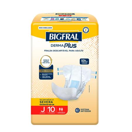 Imagem de Kit 6 Fraldas Geriátricas Bigfral Derma Plus Juvenil com 10un cada