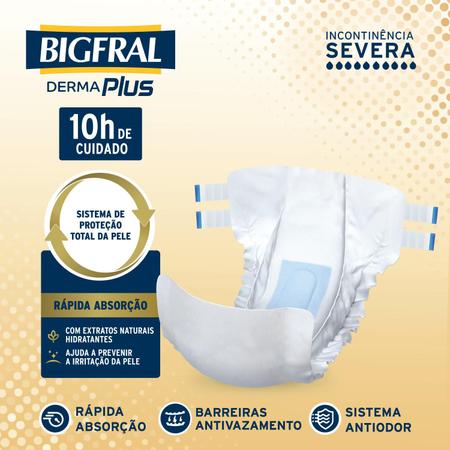 Imagem de Kit 6 Fraldas Geriátricas Bigfral Derma Plus M com 8un cada