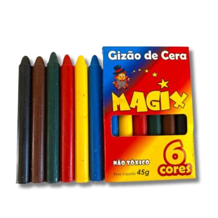 Kit 6 Giz de Cera Pintar Arte Desenhar e Colorir 45g Material Escolar  Colorir - Magix - Kit de Colorir - Magazine Luiza
