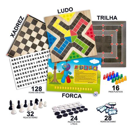 Kit 3 Jogos de Lógica Tabuleiro Xadrez Dama e Trilha - Big Boy - Jogo de  Dominó, Dama e Xadrez - Magazine Luiza